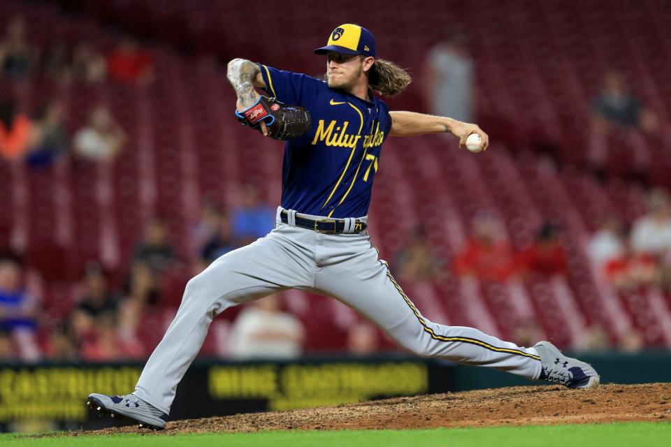 Josh Hader is second all-time in saves for the Milwaukee Brewers. He won NL Reliever of the Year three times (2018, 2019 and 2021).