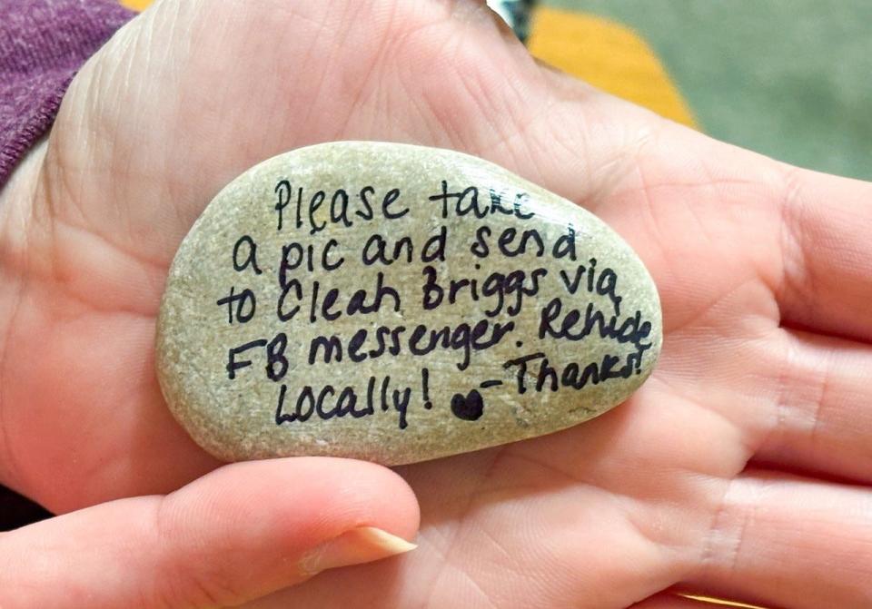 Lucy Briggs hopes that people who find her rocks will contact her mom through Facebook Messenger.