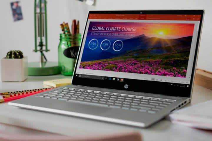 HP Pavilion x360 laptop in laptop mode.