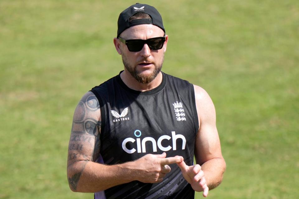 Brendon McCullum defended James Anderson’s decision to delay his arrival in Pakistan to work as England’s bowling consultant (AP)