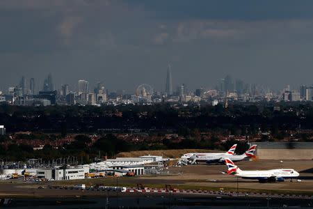 A British Airways planes are parked at Heathrow Airport near London, Britain October 11, 2016. REUTERS/Stefan Wermuth