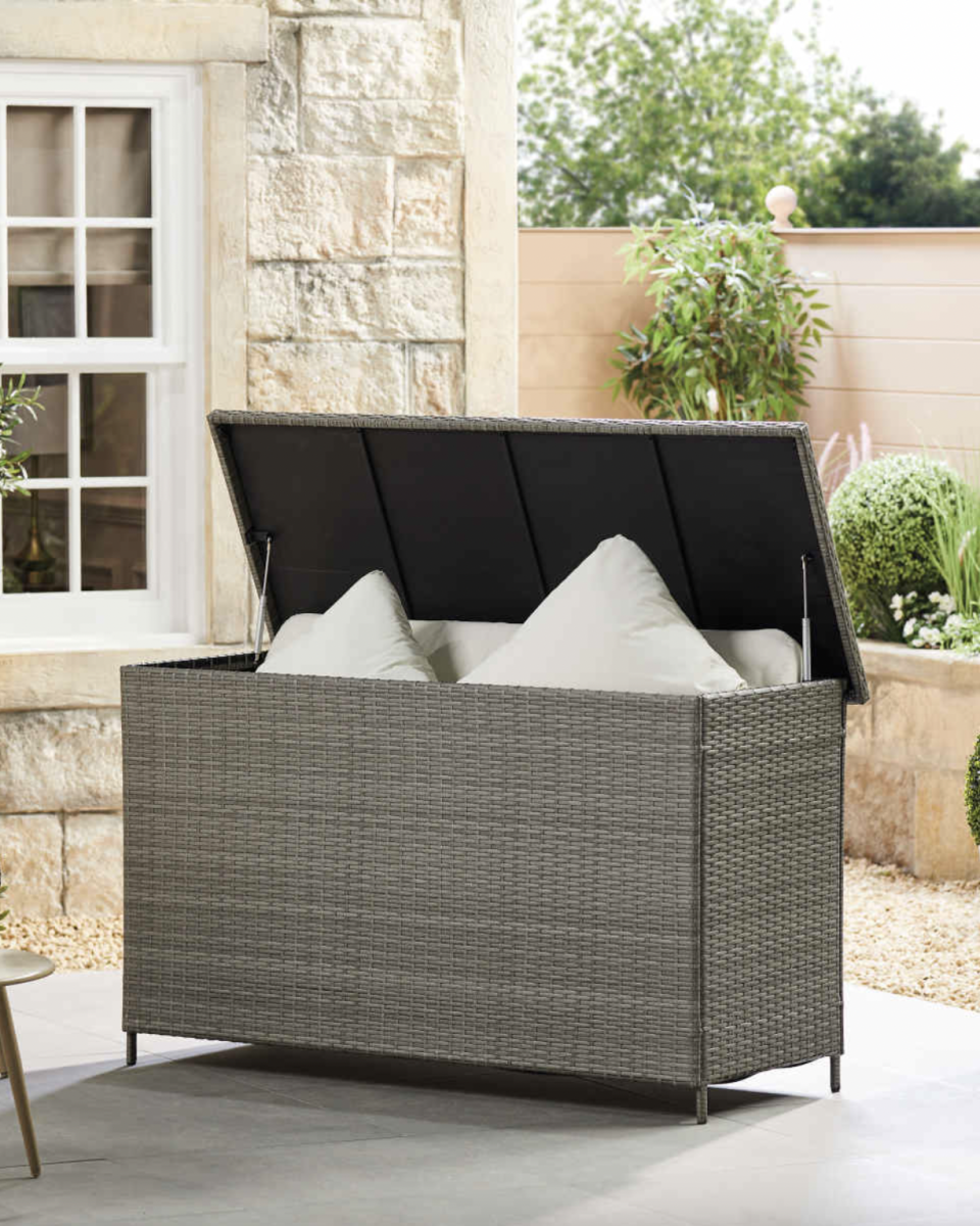 Store your garden cushions all year round in this chic storage box. (Aldi)