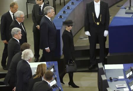 Maike Kohl-Richter, widow of late former German Chancellor Helmut Kohl arrives during of a memorial ceremony at the European Parliament in Strasbourg, France, July 1, 2017. REUTERS/Francois Lenoir