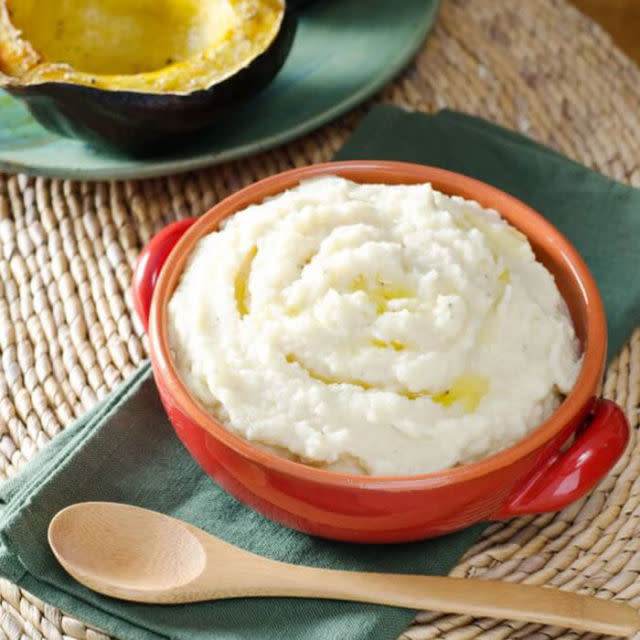 <p>Sacrificing potatoes on Thanksgiving doesn't have to be painful, so long as you have this tasty substitute mixed with cauliflower, ghee, and celery root. </p><p><strong>Get the recipe <a rel="nofollow noopener" href="http://cookeatpaleo.com/roasted-garlic-cauliflower-celery-root-mash/" target="_blank" data-ylk="slk:Cook Eat Paleo;elm:context_link;itc:0;sec:content-canvas" class="link ">Cook Eat Paleo</a>. </strong></p>