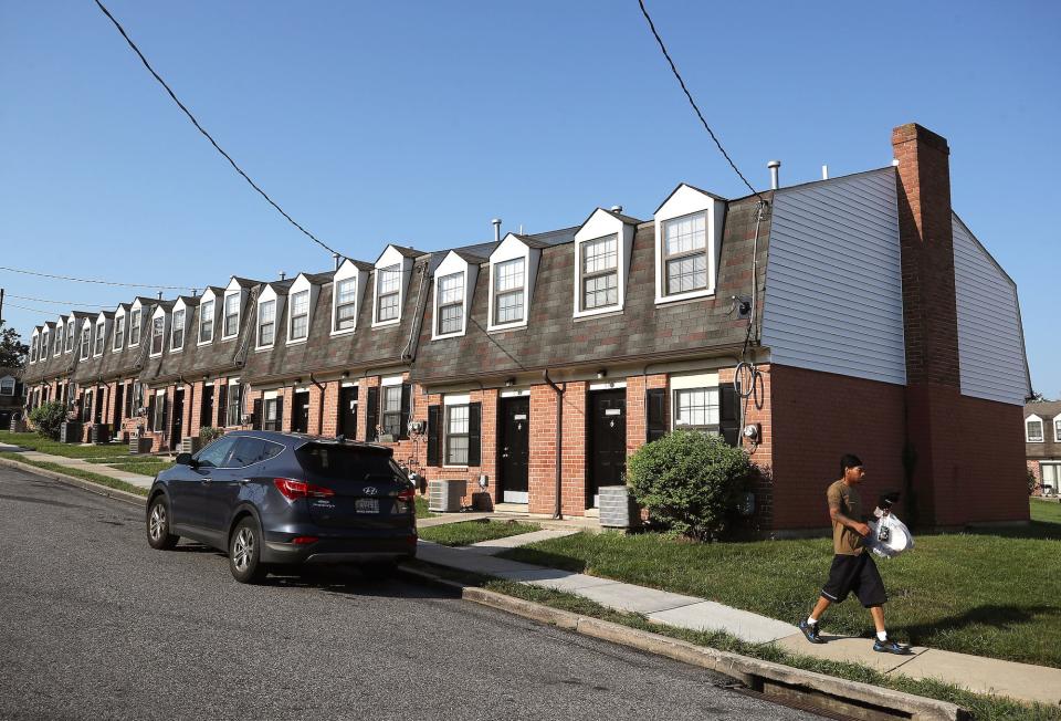 Units at the Dutch Village apartment complex are seen on July 30, 2019 in Baltimore, Maryland. Dutch Village is one of several apartment complexes in the Baltimore area owned by President Donald Trump’s son in law and senior White House advisor Jared Kushner’s real estate company.