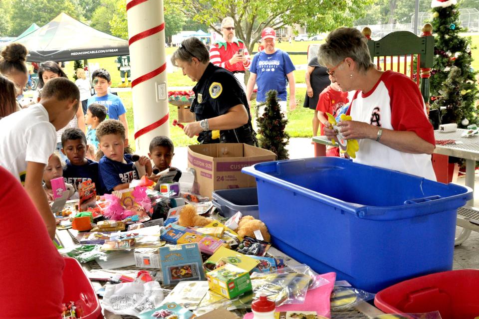 Christmas in July 2021 at Evelyn K Davis park in Des Moines.