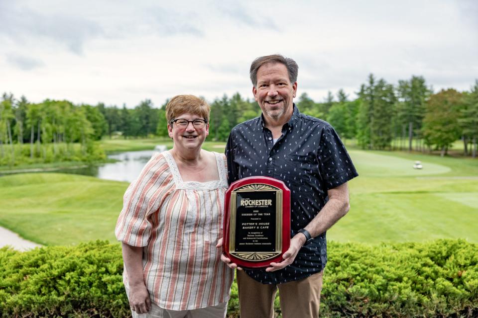 Sue Wilson and Tim Wilson own Potter's House Bakery & Cafe, winner of the Business of the Year at the Greater Rochester Chamber of Commerce awards Wednesday, June 1, 2022 at The Oaks in Somersworth.