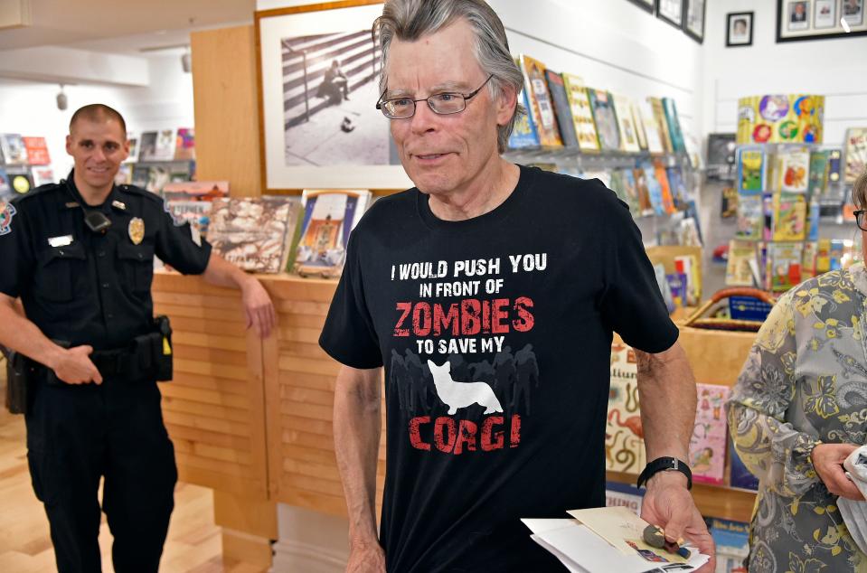 Stephen King, who lives in Maine and on Sarasota County’s Casey Key, visited Bookstore1Sarasota for a sold-out book signing on March 15, 2017, on Palm Avenue in downtown Sarasota.