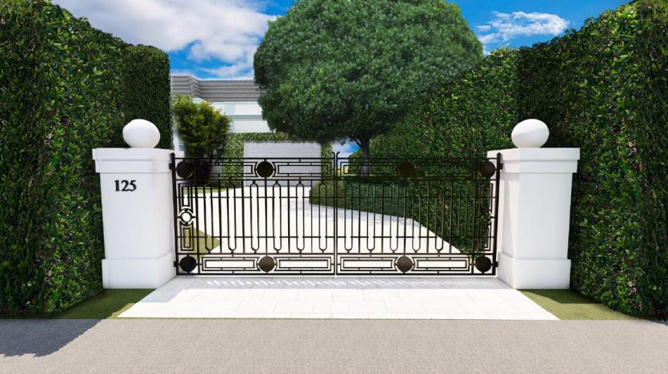 A rendering depicts the driveway gate that was recently reviewed by the Architectural Commission for the Palm Beach home of Fox News political anchor Bret Baier and his wife, Amy.