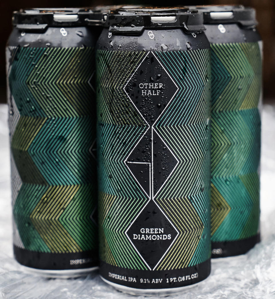 <p><strong>The Brew: </strong>Green Diamonds</p><p><strong>The Brewery: </strong>Other Half</p><p><strong>The Hops:</strong> Columbus, Centennial, and Cascade.</p><p><a rel="nofollow noopener" href="http://www.otherhalfbrewing.com/" target="_blank" data-ylk="slk:otherhalfbrewing.com;elm:context_link;itc:0;sec:content-canvas" class="link "><u>otherhalfbrewing.com</u></a>.</p>