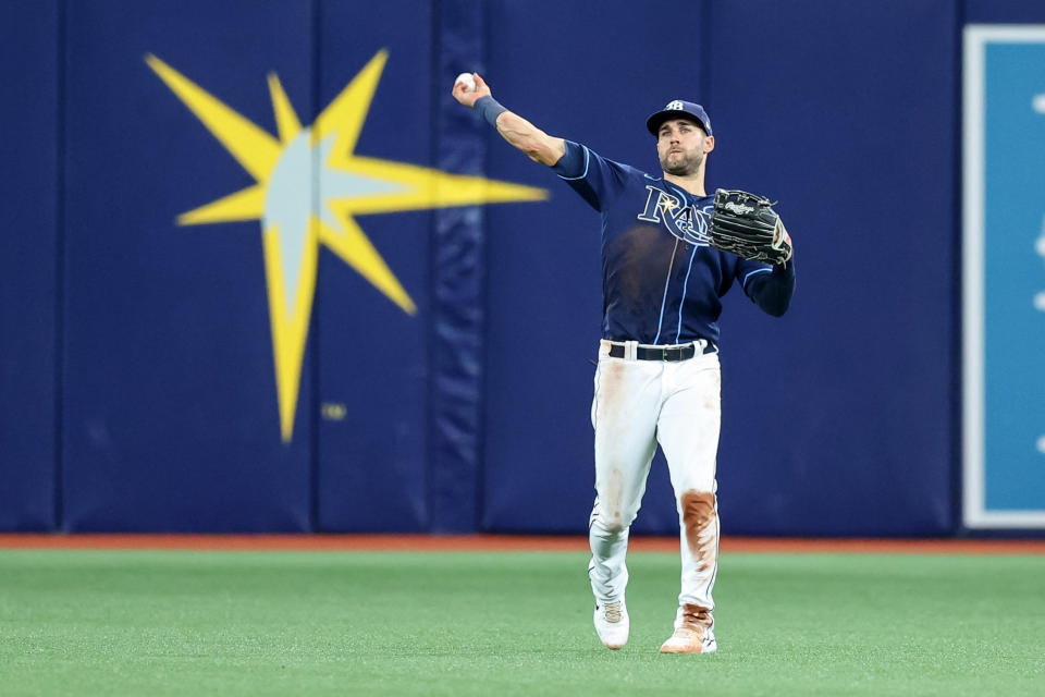 Kevin Kiermaier長期鎮守坦帕灣光芒中外野防區。（Photo by Mike Carlson/Getty Images）