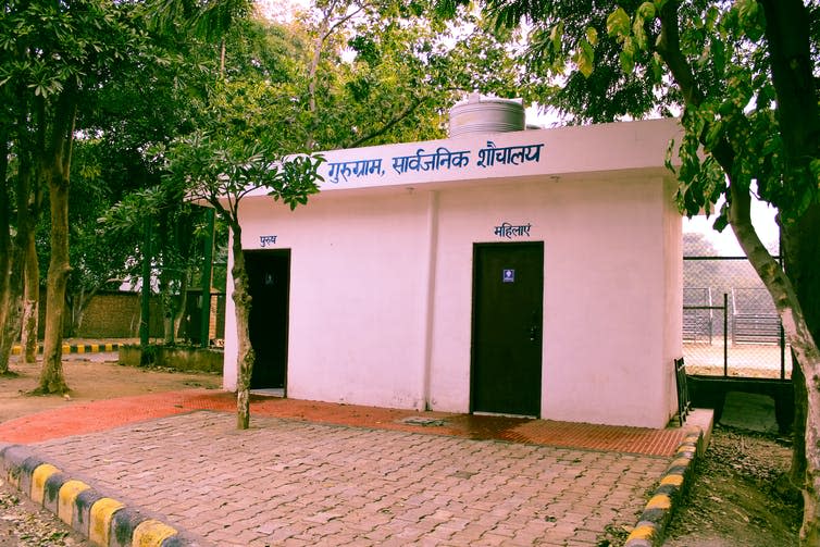 <span class="caption">Public toilets in Haryana, India.</span> <span class="attribution"><a class="link " href="https://www.shutterstock.com/image-photo/gurugram-haryana-india-feb-14-2019-1331304905" rel="nofollow noopener" target="_blank" data-ylk="slk:Rinku Dua/Shutterstock.com;elm:context_link;itc:0;sec:content-canvas">Rinku Dua/Shutterstock.com</a></span>
