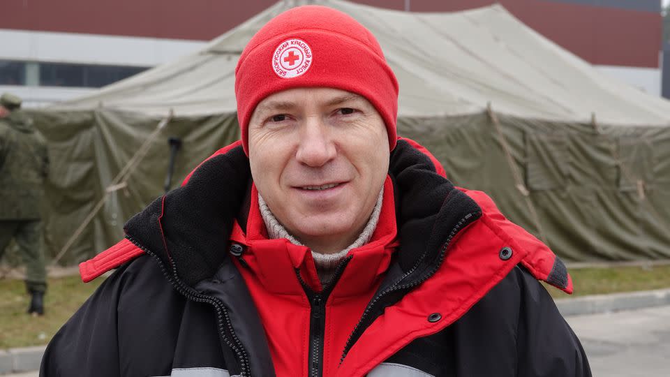 Dzmitry Shautsou, the Secretary General of the Belarusian Red Cross, pictured near the Polish border. - Ulf Mauder/picture alliance/Getty Images