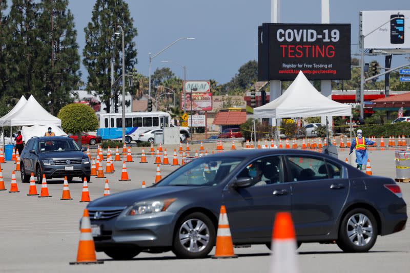 FILE PHOTO: Drive-through coronavirus testing center in California