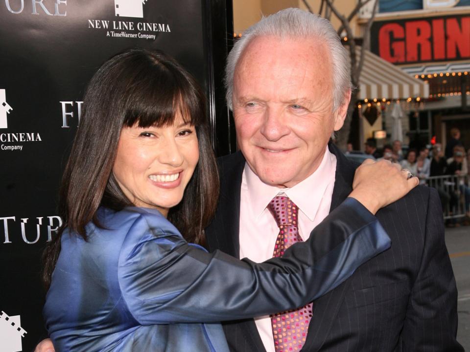 Anthony Hopkins (right) and wife Stella Arroyave during "Fracture" Los Angeles Premiere - Red Carpet at Mann Village Theater in Westwood, California, United States