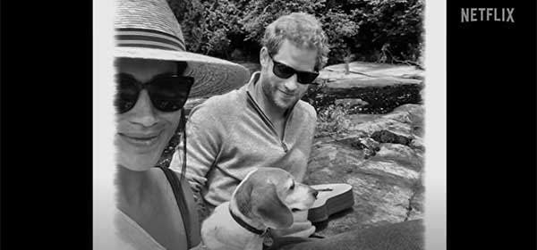 Meghan and Harry with beagle Guy