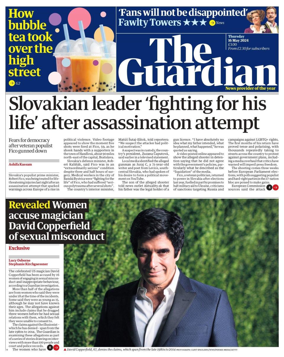 Guardian: Slovakian leader fighting for his life after assassination attempt