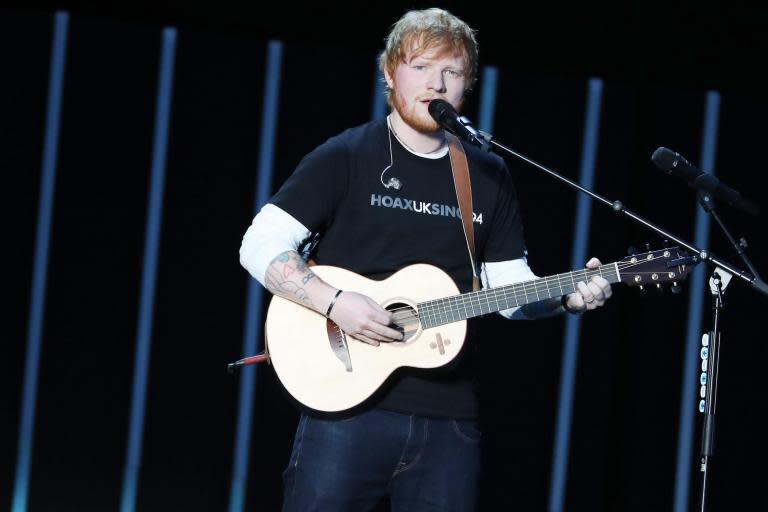 Ed Sheeran has released a new track that sees him reflect on his weight, appearance and thinning hair, leading him to ask an unnamed woman “why the hell she love me?” [sic]In “Best Part of Me”, one of two tracks from his forthcoming album No.6 Collaborations Project, Sheeran expresses bafflement that he is considered attractive. “My lungs are black, my heart is pure,” Sheeran sings, “My hands are scarred from nights before / And my hair is thin and falling out of all the wrong places / I am a little insecure”.He continues: “My eyes are crossed, but they’re still blue / I bite my nails and tell the truth / I go from thin to overweight day to day it fluctuates / My skin is inked, but faded, too.”He then attempts to grapple with the fact that he is still loved. “Why the hell she love me when she could have anyone else?” he asks. “Why the hell do you love me? ’Cause I don’t even love myself.”The track, which features singer-songwriter YEBBA, marks the latest teaser from Sheeran’s new album, which will see him collaborate with different artists on each song. Previous released tracks include collaborations with Chance the Rapper, Justin Bieber and Khalid. Due to appear on the record itself are a number of big names, among them Stormzy, Cardi B and Travis Scott.Alongside “Best Part of Me”, Sheeran also released the track “Blow” this morning. A jarring left turn into dingy, guitar-heavy classic rock, it finds Sheeran collaborating with Bruno Mars and country rocker Chris Stapleton.No. 6 Collaborations Project is released 12 July.