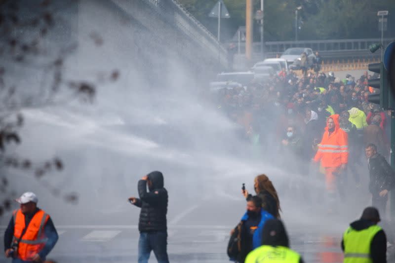 Protest against implementation of the COVID-19 health pass, in Trieste