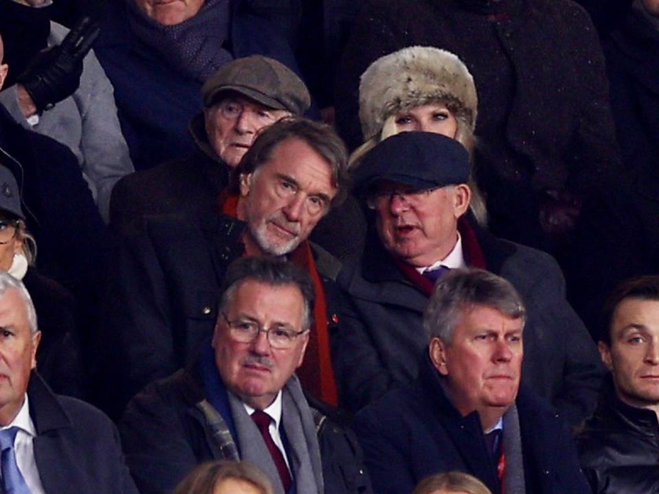 Sir Jim Ratcliffe and Sir Alex Ferguson chat during United’s draw with Tottenham (Reuters)