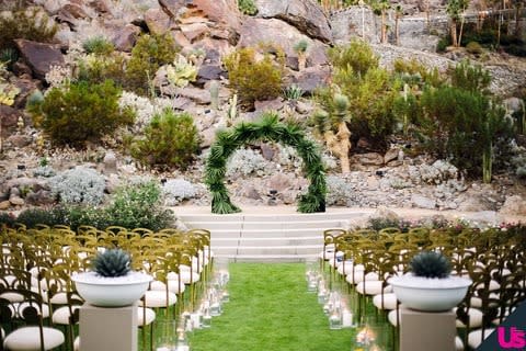 The beautiful outdoor setting in Palm Springs where the pair said "I do".