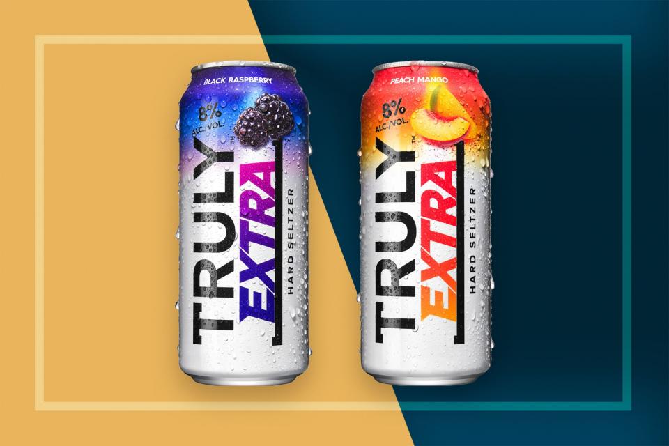 Cans of Truly Extra Hard Seltzer