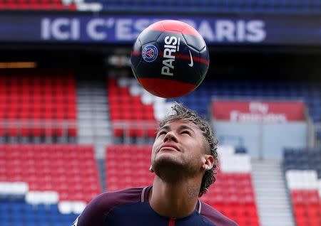 Soccer Football - Paris Saint-Germain F.C. - Neymar Jr Press Conference - Paris, France - August 4, 2017 New Paris Saint-Germain signing Neymar Jr REUTERS/Christian Hartmann