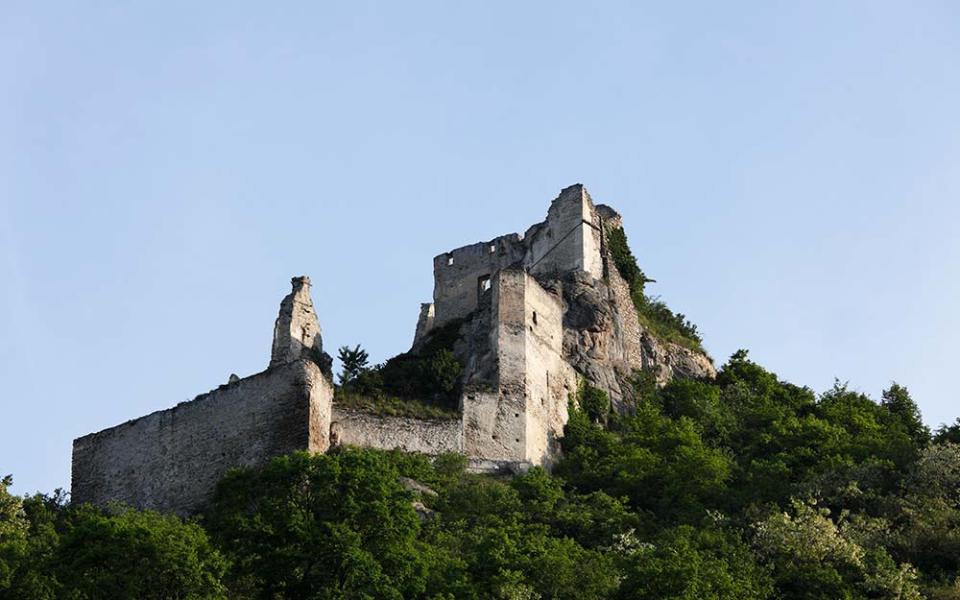 "We pedal past the dramatic ruins of Kuenringer Castle at Durnstein where Richard the Lionheart was incarcerated during the 12th century" - GETTY