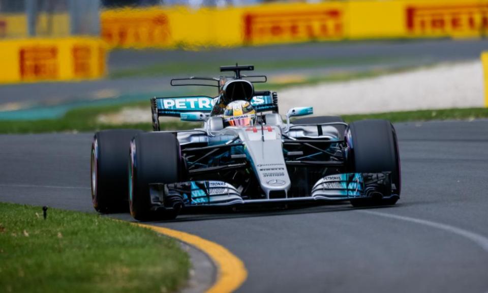 Lewis Hamilton on his way to pole in Melbourne.