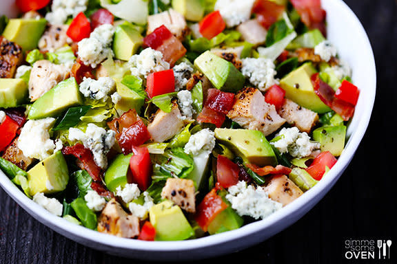 <strong>Get the <a href="http://www.gimmesomeoven.com/chicken-bacon-avocado-chopped-salad/" target="_blank">Chicken, Bacon and Avocado Chopped Salad recipe</a> from Gimme Some Oven</strong>
