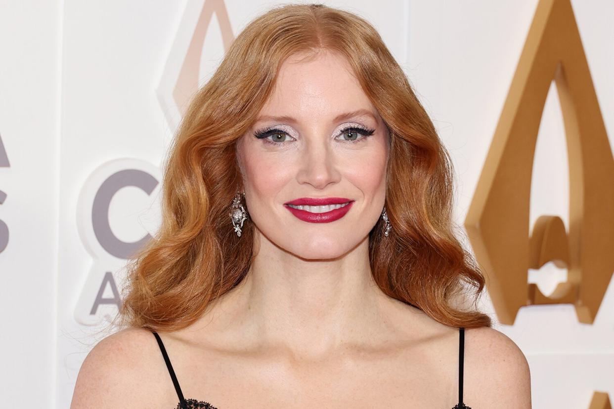 Jessica Chastain attends The 56th Annual CMA Awards at Bridgestone Arena on November 09, 2022 in Nashville, Tennessee.
