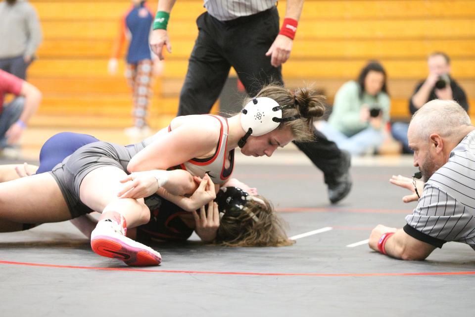 West Lafayette sophomore Isabel Kaplan pinned Harrison sophomore Brice Emery at the IHSAA Regional Championships in Logansport on Saturday, Feb. 3 and qualified for the Semi-State Tournament.
