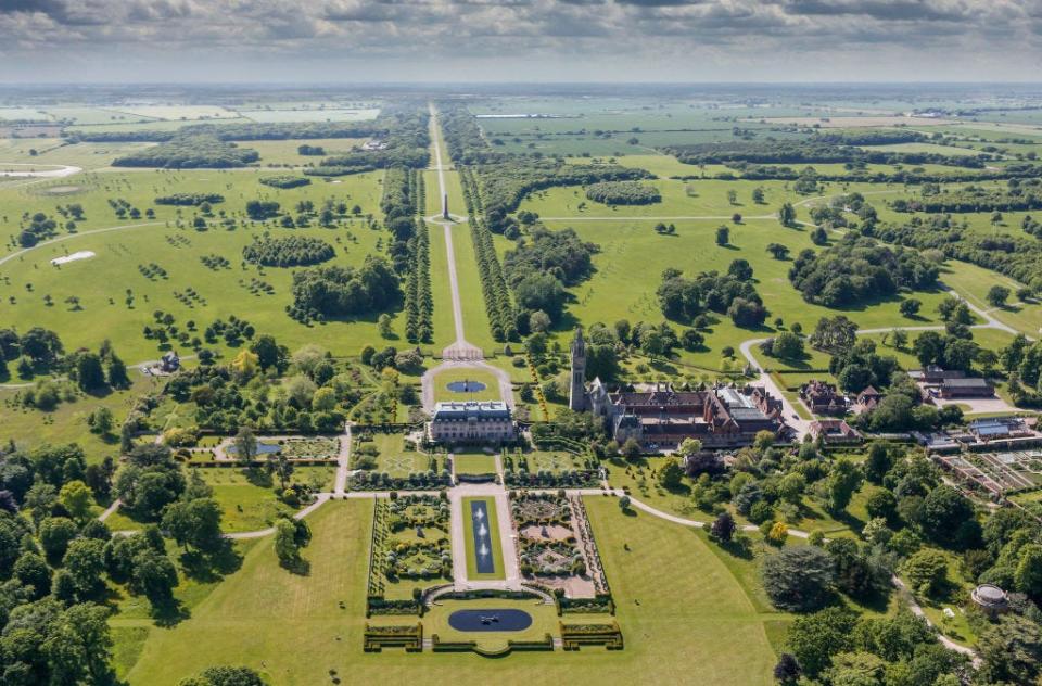 An aerial view of Eaton Hall estate.