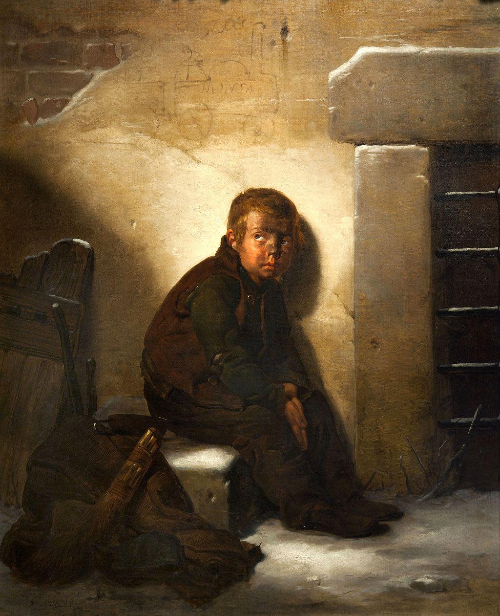 Ser deshollinador era una de las ocupaciones más difíciles, peligrosas y mal remuneradas de la época. ("El deshollinador", de Giuseppe Molteni, 1840).