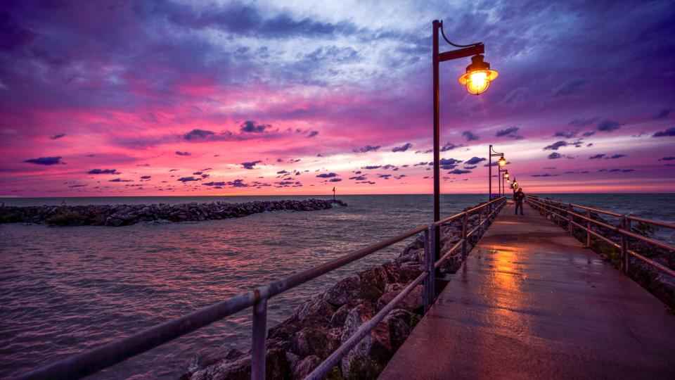 Sunset over Lake Erie from Avon, Ohio - Image.