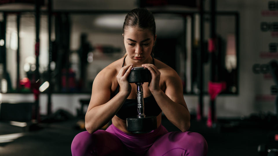 woman doing goblet squat