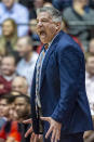 Auburn head coach Bruce Pearl reacts to a call during the first half of an NCAA college basketball game against Alabama, Wednesday, Jan. 15, 2020, in Tuscaloosa, Ala. (AP Photo/Vasha Hunt)