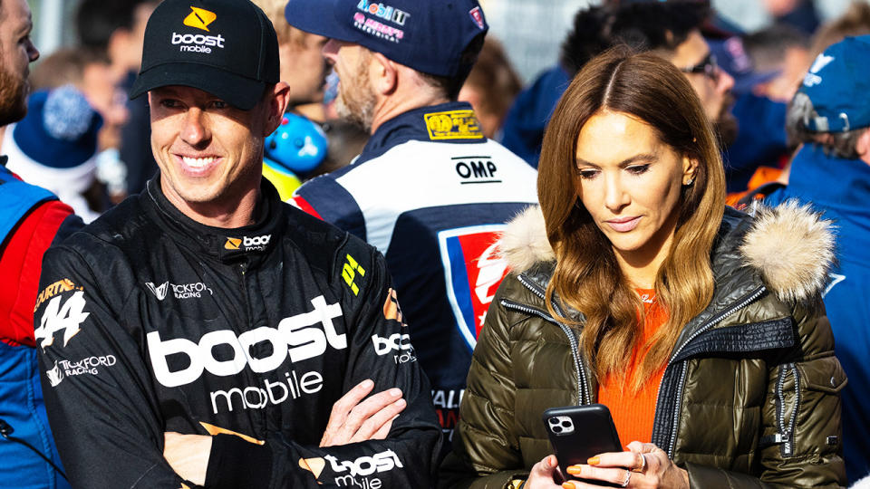 James Courtney and Kyly Clarke, pictured here after the Bathurst 1000.