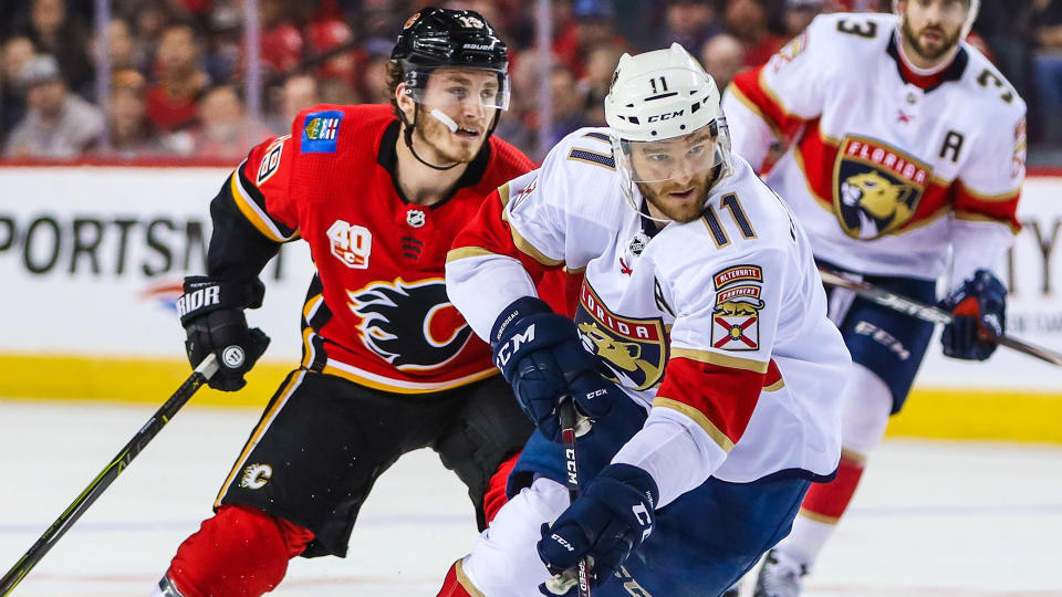 The Flames and Panthers came together for a true blockbuster trade on Friday in a deal that sent Matthew Tkachuk (left) to Florida. (Sergei Belski-USA TODAY Sports)