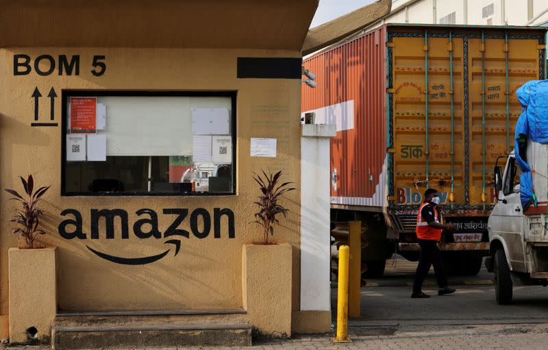 FILE PHOTO: Amazon storage facility on the outskirts of Mumbai