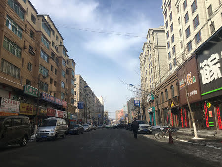 A view of the city centre is seen in Kuandian Autonomous County, which sits north of Dandong, Liaoning Province, China, February 21, 2017. Picture taken February 21, 2017. REUTERS/Brenda Goh