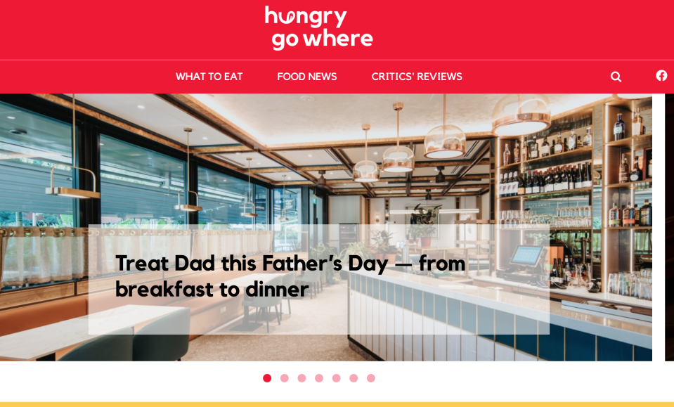 A screenshot of HungryGoWhere website.