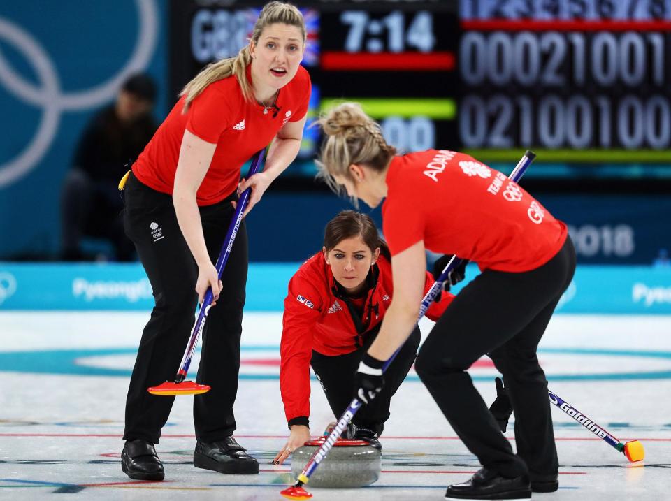 Eve Muirhead, centre, was penalised with Britain's final stone: Getty Images