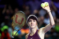 Tennis - WTA Tour Finals - Singapore Indoor Stadium, Kallang, Singapore - October 27, 2018 Ukraine's Elina Svitolina celebrates after winning her semi final match againast Netherlands' Kiki Bertens REUTERS/Edgar Su