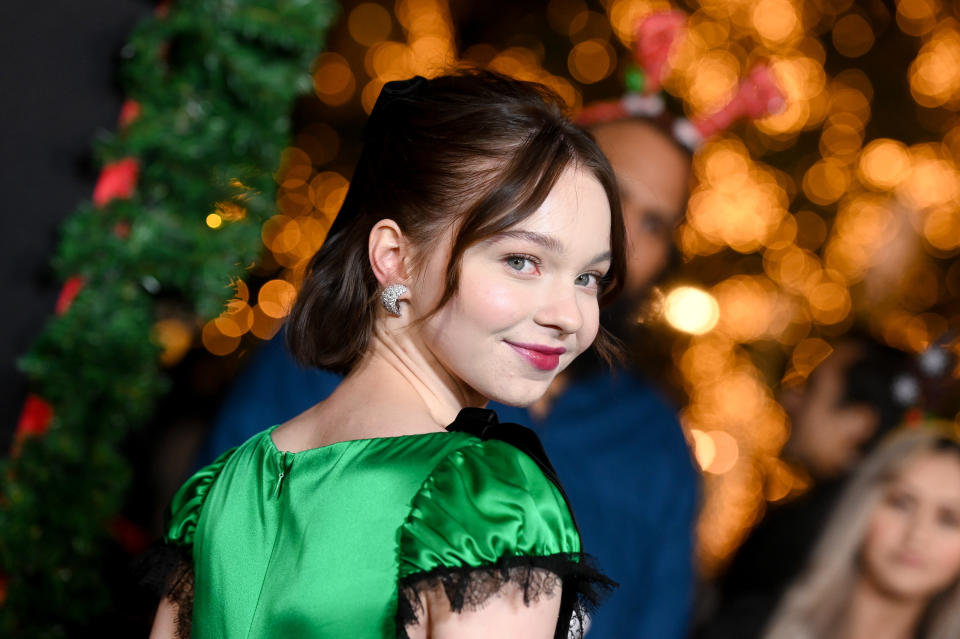 Emma Myers at the L.A. premiere of "Family Switch"