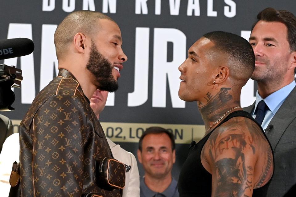 Chris Eubank Jr and Conor Benn are fighting at a catchweight of 157lbs at London’s O2 Arena (Getty Images)