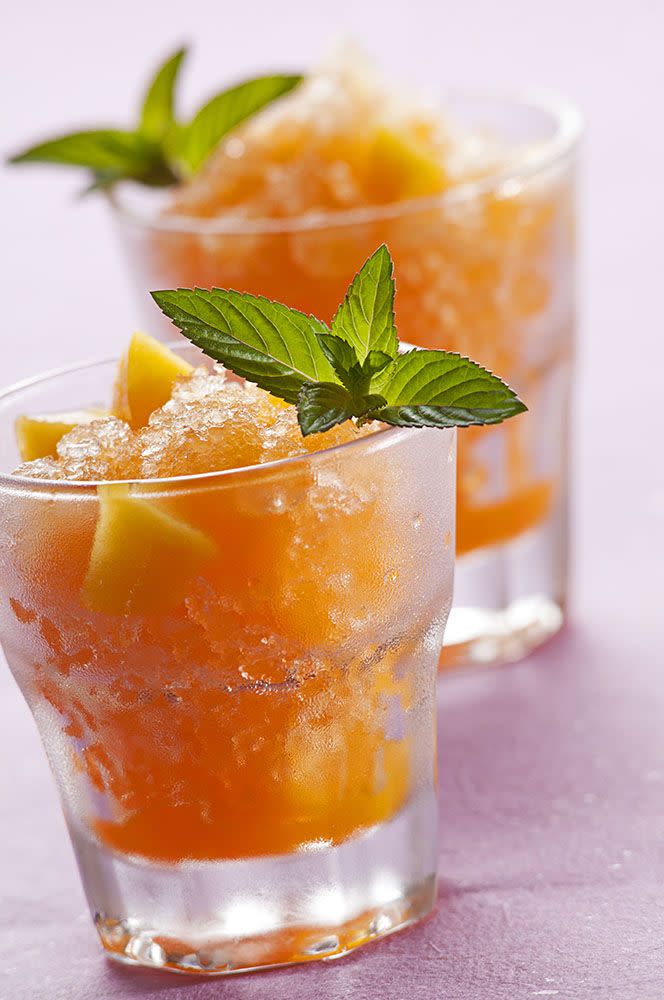 Georgia Peach and Basil Bourbon Slushies