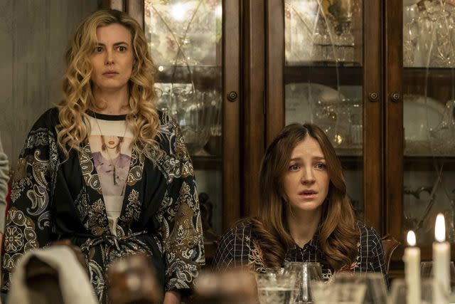 <p>Everett Collection</p> Gillian Jacobs and Abby Elliot on 'The Bear'