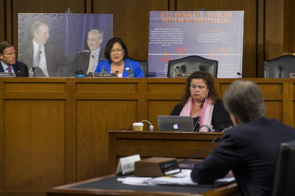 Sen. Mazie Hirono, D-Hawaii, questions Supreme Court nominee Brett Kavanaugh during the second day of his Supreme Court confirmation hearing on Capitol Hill in September 2018 in Washington, DC.  (Photo: Zach Gibson/Getty Images)