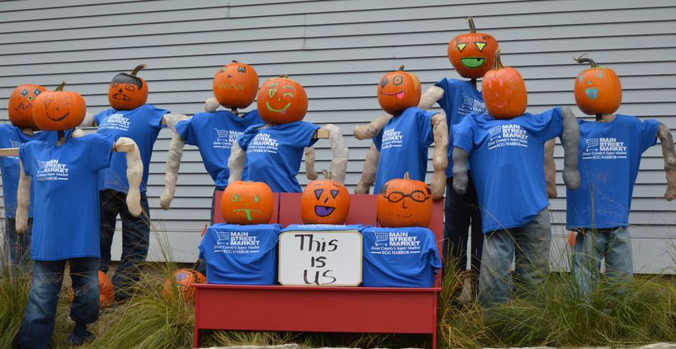 Businesses in Egg Harbor often put on a pumpkin or scarecrow display, like this one from several years ago in front of Main Street Market, to celebrate the village-wide Pumpkin Patch festival taking place Oct. 8 and 9.